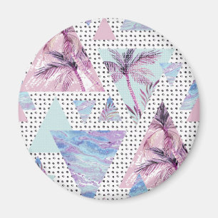 Aquarell-rosa u. blaues Palme-Muster Magnet