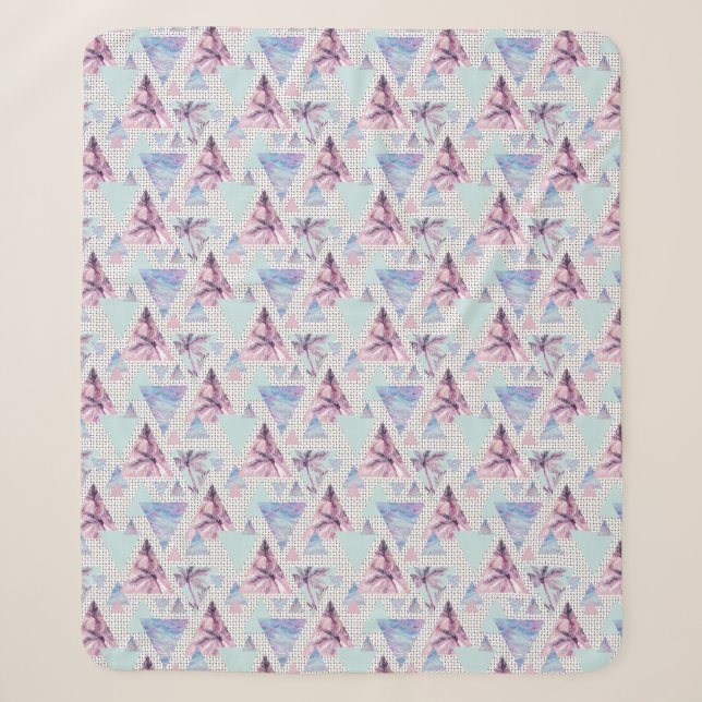 Aquarell-rosa u. blaues Palme-Muster Sherpadecke (Vorderseite)