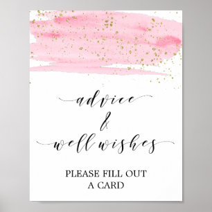 Aquarell-Rosa-und-Gold-Rat-und-Gutgemeinter-Wunsch Poster
