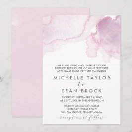 Aquarell | Rosa und Lila feierliche Hochzeit Einladung