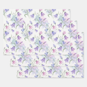 Aquarell-Rosa und Lila Glockenblumen Geschenkpapier Set