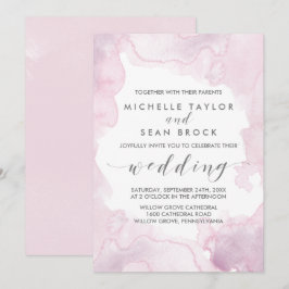Aquarell | Rosa und Lila Hochzeit Einladung