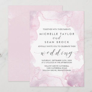 Aquarell   Rosa und Lila Hochzeit Einladung