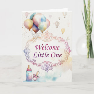 Aquarell-Rosa-und-Lila-Rahmen-Baby-Shower-Karte Karte