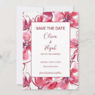Aquarell-Rosa und Rote Blumen Save The Date