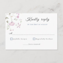 Aquarell-Rosa und Staubblau-Botanik-RSVP