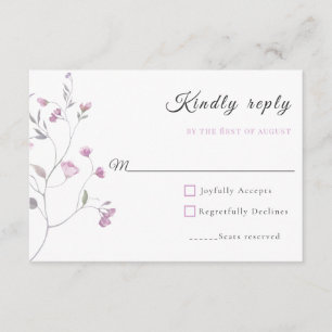 Aquarell-Rosa und Staubblau-Botanik-RSVP-Karte Begleitkarte