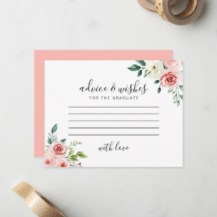 Aquarell-Rosa- und Weiß-Blumen-Abschluss-Beratung Mitteilungskarte