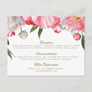 Aquarell-Rosa und Weiße Pfingstrosen Florale Hochz Begleitkarte