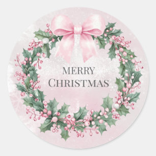 Aquarell Rosa Weihnachten 1. Geburtstag Runder Aufkleber