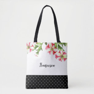 Aquarell-Rosa-Weiße-Petunien-Blumendesign Tasche