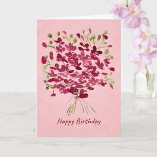 Aquarell-Rosa-Wildblumenstrauß-Geburtstag Karte