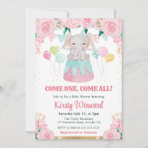 Aquarell Rosa Zirkus Elephant Baby Dusche