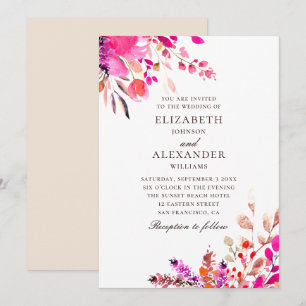 Aquarell rosafarbene florale Hochzeit. Garten bota Einladung