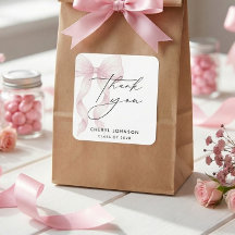 Aquarell-Rosafarbene Schleife Abschluss Danke