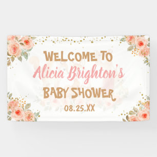 Aquarell-Rosé-Blumen-Mädchen-Wald-Baby-Party Banner