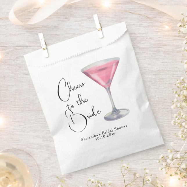 Aquarell-Rosé-Cocktail-Brautdusche Geschenktütchen (Ausgeschnitten)