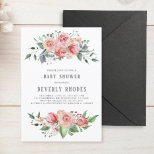 Aquarell Rose Kinderdusche Einladung