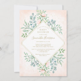 Aquarell Rose Peach floral Baby Dusche Einladung