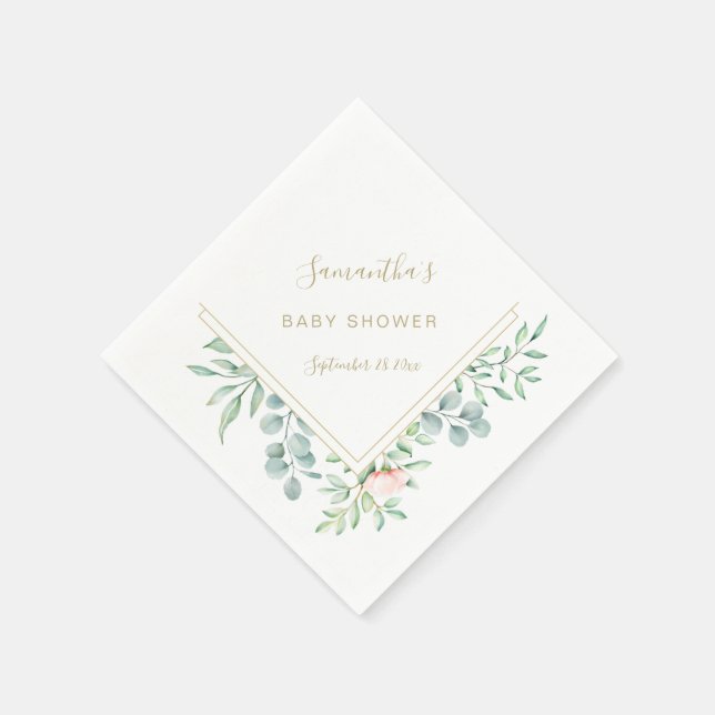 Aquarell Rose Peach floral Baby Dusche Serviette (Ecke)