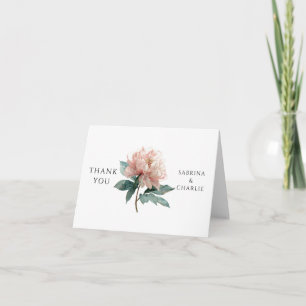 Aquarell-Rosé Pfingstrose Elegante Blüten Dankeskarte