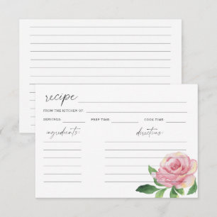 Aquarell-Rose - Rezeptkarte