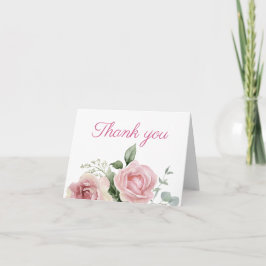 Aquarell-Rosé-Rosen-Dankeschön-Karte Dankeskarte
