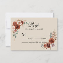 Aquarell-Rose Terrakotta und Pampas-Hochzeit-RSVP