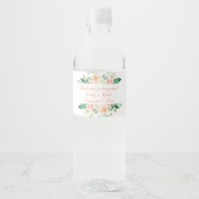 Aquarell Rose und Grüne Weinflasche (Vorderseite)
