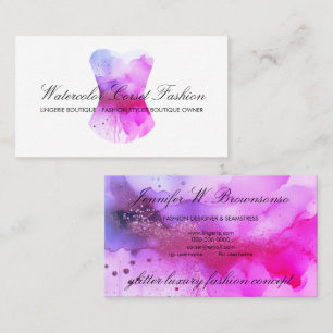 Aquarell Roségold Glitz Korsett Mode Rosa Visitenkarte