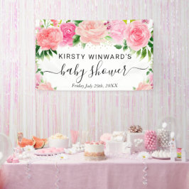 Aquarell Rosen Blume Kinderdusche Willkommen Banner