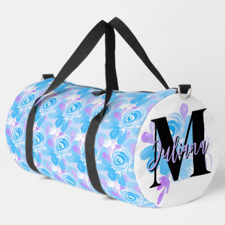 Aquarell-Rosen-Blumen Blau Lila Duffle Bag