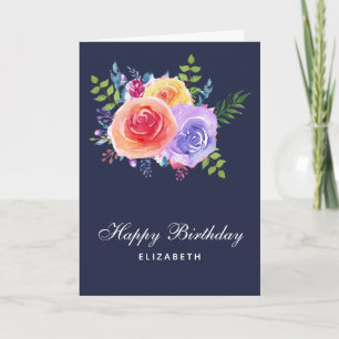 Aquarell-Rosen-Blumenstrauß Geburtstag Karte