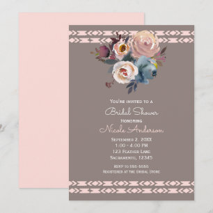 Aquarell-Rosen Boho Pink Taupe Brautparty Einladung