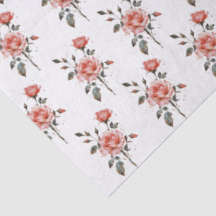 Aquarell-Rosen Botanisches Muster Seidenpapier