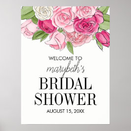 Aquarell Rosen Brautparty Willkommenspender Poster