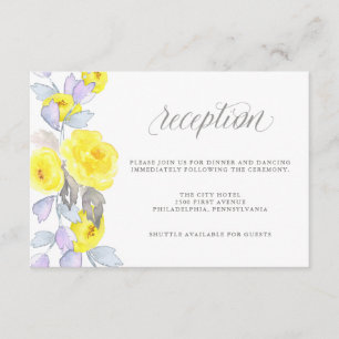 Aquarell-Rosen Gelb Lila und Grau Empfang Einladung