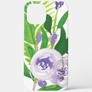 Aquarell-Rosen-Grünpurpur-Schriftname Case-Mate iPhone Hülle