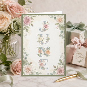 Aquarell-Rosen Juni-Typografie Juni-Geburtstag Karte