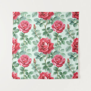 Aquarell-Rosen: Nahtlose florale Illustration. Wandteppich