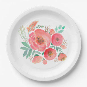 Aquarell, Rosen. Pappteller