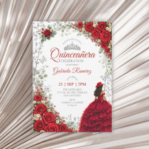 Aquarell-Rosen Rot und Silber Quinceañera