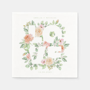Aquarell-Rosen und Grünzeug Hochzeit im Frühling m Serviette