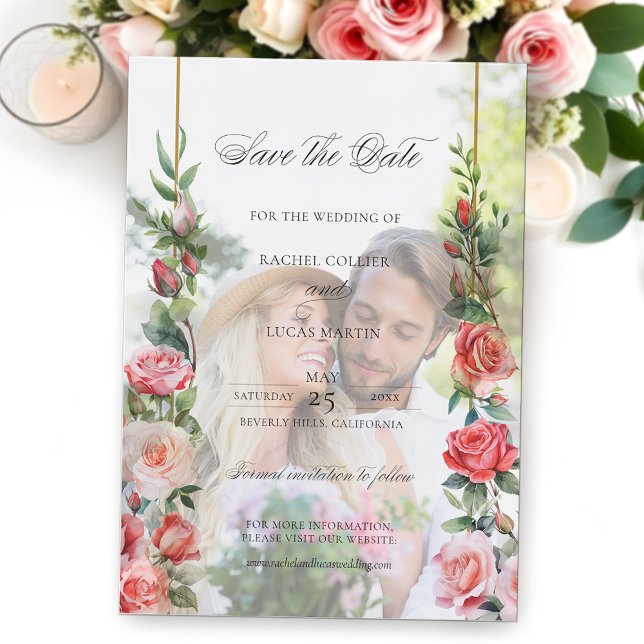 Aquarell Rosen und Kalligraphie Save the Date (Von Creator hochgeladen)