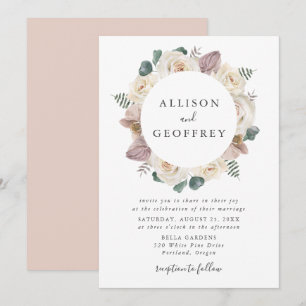 Aquarell-Rosen und Orchideen Blumenrahmen Hochzeit Einladung