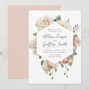 Aquarell-Rosen und Orchideen Blumenrahmen Hochzeit Einladung