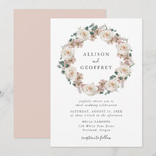 Aquarell-Rosen und Orchideen Floraler Kranz Hochze Einladung
