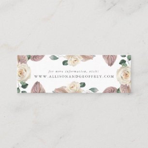 Aquarell-Rosen und Orchideen Hochzeits-Website-Kar Mini Visitenkarte