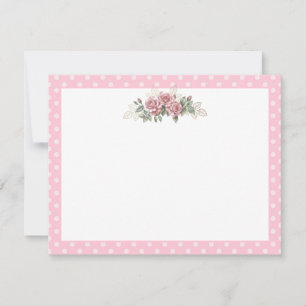 Aquarell-Rosengarten-Blumen mit rosa Punkten Mitteilungskarte