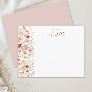 Aquarell-Rosengarten Elegantes Monogramm Floral Mitteilungskarte